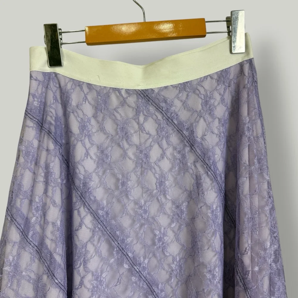 Sandro Skirt Women Size 3 Medium Midi Highwaisted Lace Preppy A-line High-rise - Picture 6 of 14